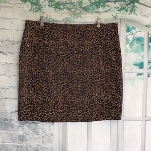 Leopard Print Pencil Skirt - Brown/Black